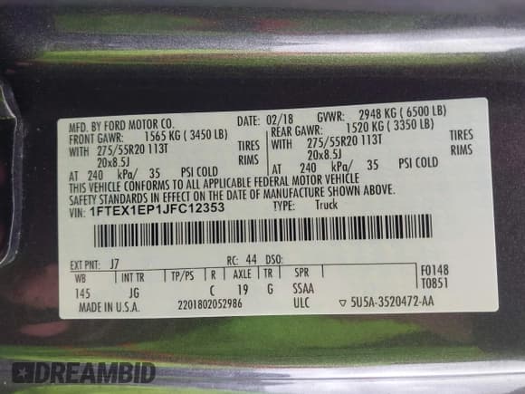 ✅ 2018 Ford F-150 XL • VIN: 1FTEX1EP1JFC12353 • Lot: 42968566. Wystawiony na IAAI z przebiegiem 123 175 mil. Bezpłatny archiwum sprzedaży aukcyjnych z USA i szczegółowy raport historii pojazdu na DreamBid. Zdjęcie 9.