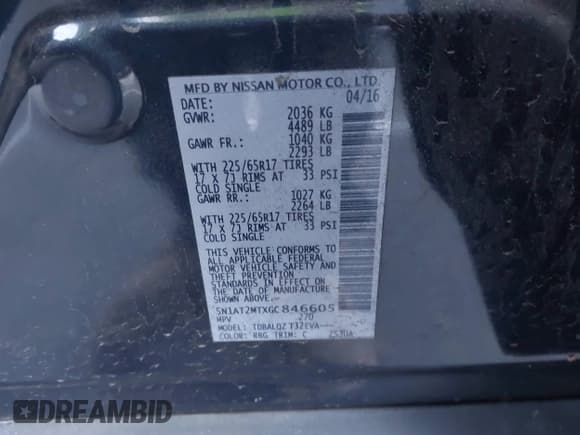 ✅ 2016 Nissan Rogue S • VIN: 5N1AT2MTXGC846605 • Lot: 43535364. Wystawiony na IAAI z przebiegiem 169 438 mil. Bezpłatny archiwum sprzedaży aukcyjnych z USA i szczegółowy raport historii pojazdu na DreamBid. Zdjęcie 9.