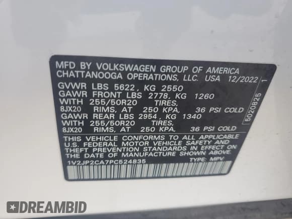 ✅ 2023 Volkswagen Atlas SE • VIN: 1V2JP2CA7PC524835 • Lot: 44734285. Listed on Copart with 23,947 mi. Free auction sales archive from the USA and detailed vehicle history report at DreamBid. Image 15.