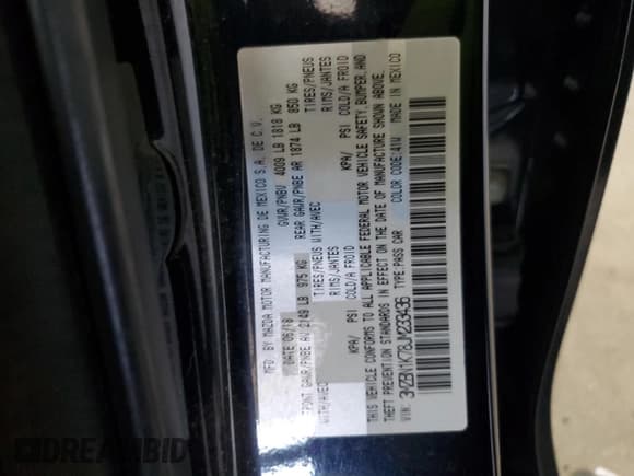 ✅ 2018 Mazda 3 Sport • VIN: 3MZBN1K78JM233436 • Lot: 89799645. Wystawiony na Copart z przebiegiem 61 948 mil. Bezpłatny archiwum sprzedaży aukcyjnych z USA i szczegółowy raport historii pojazdu na DreamBid. Zdjęcie 12.