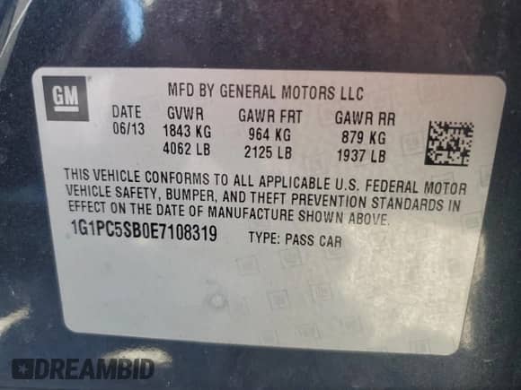 2014 Chevrolet Cruze 1LT z VIN 1G1PC5SB0E7108319, wystawiony jako Copart lot #82359805 z przebiegiem 127 086 mil mil oraz Szkoda całkowita • Salvage title. Historia ofert i sprzedaży dostępna na DreamBid. Obrazek 12.