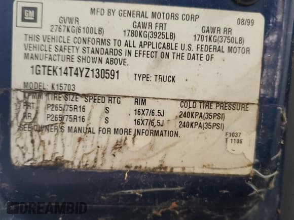 ✅ 2000 GMC Sierra 1500 SLE • VIN: 1GTEK14T4YZ130591 • Лот: 71564235. Опубликован ранее на Copart с пробегом 214 388 миль. Бесплатный доступ к архиву аукционных продаж из США и подробный отчёт об истории автомобиля на DreamBid. Изображение 12.