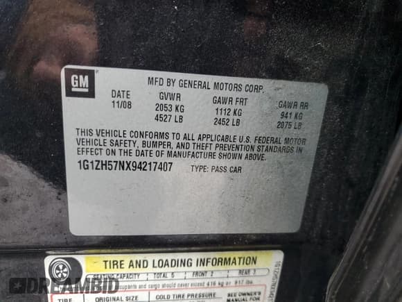 ✅ 2009 Chevrolet Malibu 1LT • VIN: 1G1ZH57NX94217407 • Lot: 87905035. Listed on Copart with 191,093 mi. Free auction sales archive from the USA and detailed vehicle history report at DreamBid. Image 14.