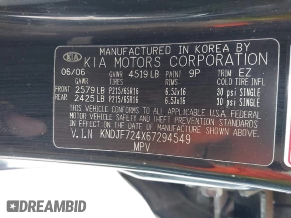 ✅ 2006 Kia Sportage LX • VIN: KNDJF724X67294549 • Lot: 41654020. Listed on IAAI with 158,691 mi. Free auction sales archive from the USA and detailed vehicle history report at DreamBid. Image 9.
