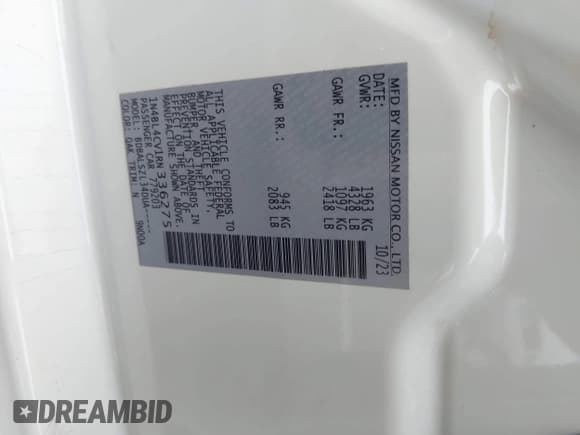 ✅ 2024 Nissan Altima SR • VIN: 1N4BL4CV1RN336275 • Lot: 43556950. Listed on IAAI with 67,029 mi. Free auction sales archive from the USA and detailed vehicle history report at DreamBid. Image 9.