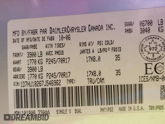 ✅ 2007 Dodge 1500 SLT • VIN: 1D7HU18267J546962 • Lot: 43359632. Wystawiony na IAAI z przebiegiem 223 837 mil. Bezpłatny archiwum sprzedaży aukcyjnych z USA i szczegółowy raport historii pojazdu na DreamBid. Zdjęcie 9.