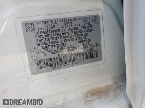 ✅ 2018 Nissan Sentra SR Turbo • VIN: 3N1CB7AP4JY225303 • Lot: 80692955. Listed on Copart with 115,928 mi. Free auction sales archive from the USA and detailed vehicle history report at DreamBid. Image 13.