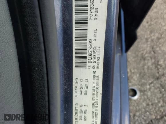 ✅ 2007 Chrysler Sebring • VIN: 1C3LC46K67N550910 • Lot: 70861555. Listed on Copart with 179,882 mi. Free auction sales archive from the USA and detailed vehicle history report at DreamBid. Image 12.