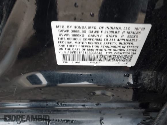 ✅ 2014 Acura ILX • VIN: 19VDE1F31EE008545 • Lot: 43809043. Listed on IAAI with 77,947 mi. Free auction sales archive from the USA and detailed vehicle history report at DreamBid. Image 9.