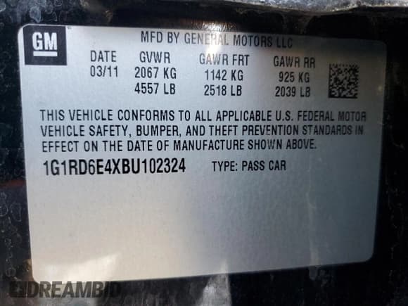 ✅ 2011 Chevrolet Volt • VIN: 1G1RD6E4XBU102324 • Lot: 78093494. Wystawiony na Copart z przebiegiem 101 986 mil. Bezpłatny archiwum sprzedaży aukcyjnych z USA i szczegółowy raport historii pojazdu na DreamBid. Zdjęcie 12.