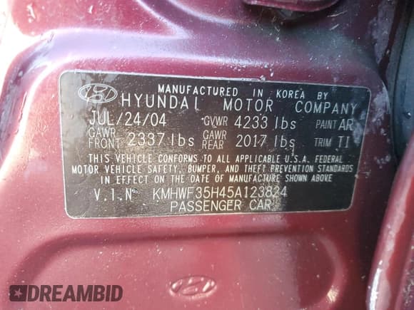 ✅ 2005 Hyundai Sonata GLS • VIN: KMHWF35H45A123824 • Лот: 41446645. Опубликован ранее на Copart с пробегом 250 360 миль. Бесплатный доступ к архиву аукционных продаж из США и подробный отчёт об истории автомобиля на DreamBid. Изображение 12.