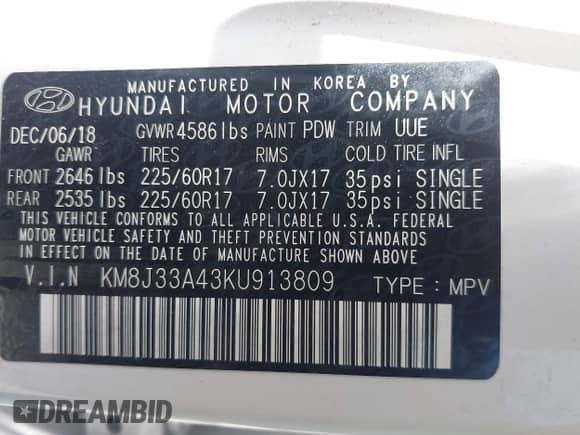 2019 Hyundai Tucson Value с VIN KM8J33A43KU913809, выставлен на аукционе IAAI как лот 42825075 с пробегом 53 389 миль миль и . История ставок и продаж доступна на DreamBid. Изображение 9.