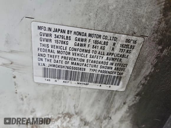 ✅ 2016 Honda Fit EX • VIN: JHMGK5H76GS003828 • Лот: 93984295. Опубликован ранее на Copart с пробегом 144 644 миль. Бесплатный доступ к архиву аукционных продаж из США и подробный отчёт об истории автомобиля на DreamBid. Изображение 13.