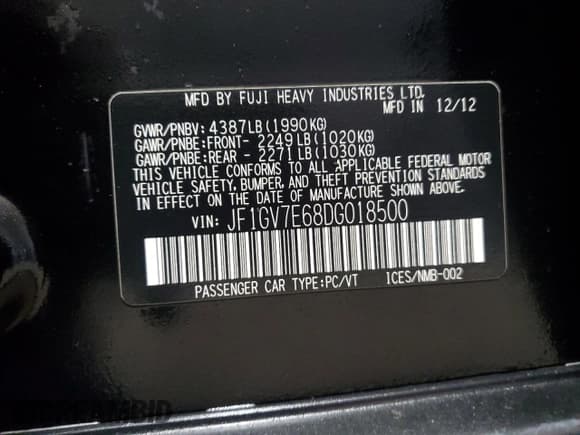 ✅ 2013 Subaru WRX WRX • VIN: JF1GV7E68DG018500 • Лот: 92619145. Опубликован ранее на Copart с пробегом 204 019 миль. Бесплатный доступ к архиву аукционных продаж из США и подробный отчёт об истории автомобиля на DreamBid. Изображение 12.