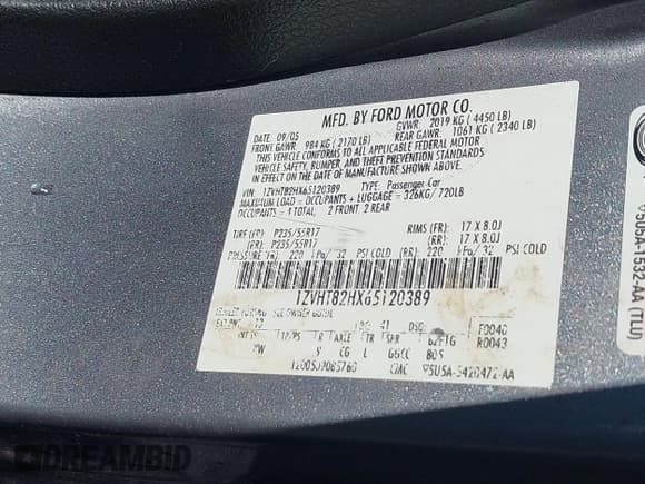 ✅ 2006 Ford Mustang GT Deluxe • VIN: 1ZVHT82HX65120389 • Lot: 42444034. Listed on IAAI with 183,468 mi. Free auction sales archive from the USA and detailed vehicle history report at DreamBid. Image 9.