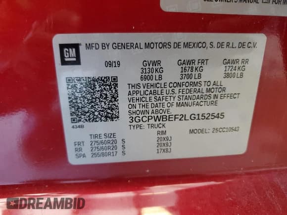 ✅ 2020 Chevrolet Silverado 1500 Custom • VIN: 3GCPWBEF2LG152545 • Lot: 50249955. Listed on Copart with 96,417 mi. Free auction sales archive from the USA and detailed vehicle history report at DreamBid. Image 12.