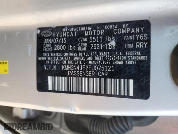 ✅ 2015 Hyundai Genesis 3.8L • VIN: KMHGN4JE2FU075121 • Лот: 89475755. Опубликован ранее на Copart с пробегом 172 152 миль. Бесплатный доступ к архиву аукционных продаж из США и подробный отчёт об истории автомобиля на DreamBid. Изображение 13.