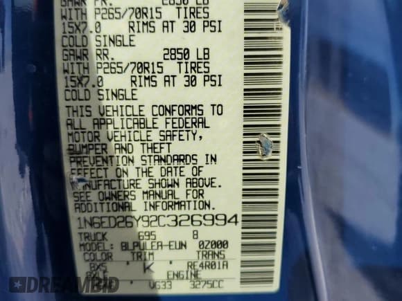 ✅ 2002 Nissan Frontier XE • VIN: 1N6ED26Y92C326994 • Лот: 45915255. Опубликован ранее на Copart с пробегом 157 622 миль. Бесплатный доступ к архиву аукционных продаж из США и подробный отчёт об истории автомобиля на DreamBid. Изображение 13.