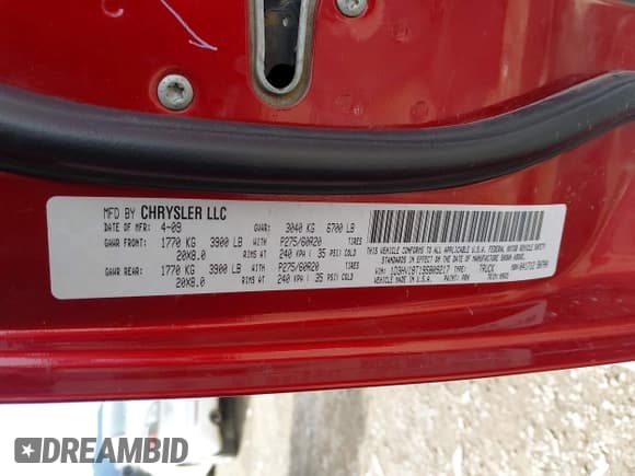 ✅ 2009 Dodge 1500 Sport • VIN: 1D3HV18T19S809217 • Lot: 43354021. Listed on IAAI with 223,797 mi. Free auction sales archive from the USA and detailed vehicle history report at DreamBid. Image 9.