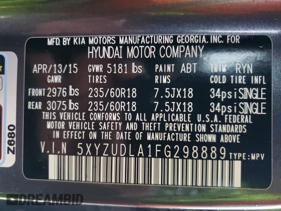 ✅ 2015 Hyundai Santa Fe Limited • VIN: 5XYZUDLA1FG298889 • Лот: 49034334. Опубликован ранее на Copart с пробегом 129 201 миль. Бесплатный доступ к архиву аукционных продаж из США и подробный отчёт об истории автомобиля на DreamBid. Изображение 15.