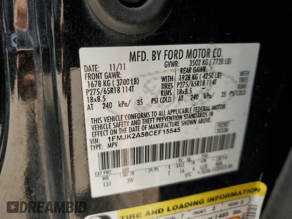 ✅ 2012 Ford Expedition Max Limited • VIN: 1FMJK2A58CEF15545 • Lot: 50229675. Wystawiony na Copart z przebiegiem 186 828 mil. Bezpłatny archiwum sprzedaży aukcyjnych z USA i szczegółowy raport historii pojazdu na DreamBid. Zdjęcie 12.