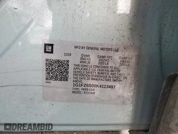 ✅ 2019 Chevrolet Bolt EV Premier • VIN: 1G1FZ6S00K4113497 • Lot: 45775295. Wystawiony na Copart z przebiegiem 86 444 mil. Bezpłatny archiwum sprzedaży aukcyjnych z USA i szczegółowy raport historii pojazdu na DreamBid. Zdjęcie 12.