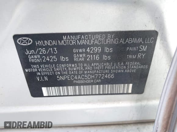 ✅ 2013 Hyundai Sonata SE • VIN: 5NPEC4AC5DH772466 • Lot: 43587140. Wystawiony na IAAI z przebiegiem 267 545 mil. Bezpłatny archiwum sprzedaży aukcyjnych z USA i szczegółowy raport historii pojazdu na DreamBid. Zdjęcie 9.