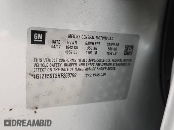 2017 Chevrolet Malibu LT z VIN 1G1ZE5ST3HF258799, wystawiony jako Copart lot #68189705 z przebiegiem 127 345 mil mil oraz Czysty tytuł • Clean title. Historia ofert i sprzedaży dostępna na DreamBid. Obrazek 12.