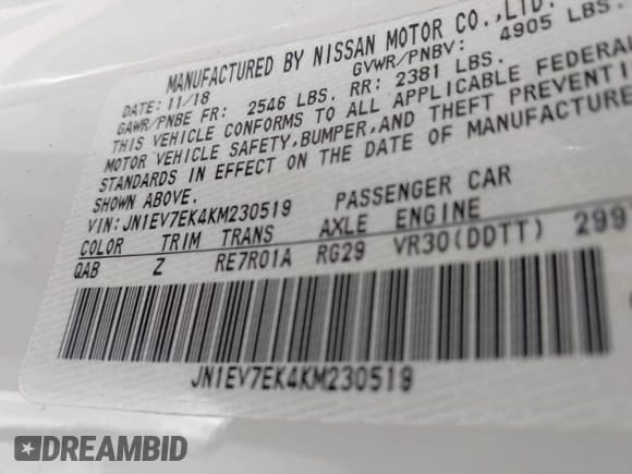 ✅ 2019 Infiniti Q60 Luxe • VIN: JN1EV7EK4KM230519 • Lot: 42882118. Listed on IAAI with 22,235 mi. Free auction sales archive from the USA and detailed vehicle history report at DreamBid. Image 9.