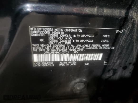 ✅ 2017 Toyota RAV4 SE • VIN: JTMJJREV8HD103102 • Lot: 64263115. Wystawiony na Copart z przebiegiem 180 005 mil. Bezpłatny archiwum sprzedaży aukcyjnych z USA i szczegółowy raport historii pojazdu na DreamBid. Zdjęcie 13.