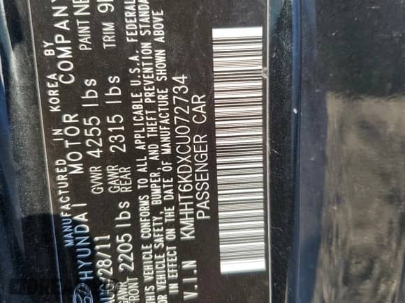 2012 Hyundai Genesis Coupe 2.0T с VIN KMHHT6KDXCU072734, выставлен на аукционе Copart как лот 42165235 с пробегом 106 405 миль миль и Чистый • Clean title. История ставок и продаж доступна на DreamBid. Изображение 12.