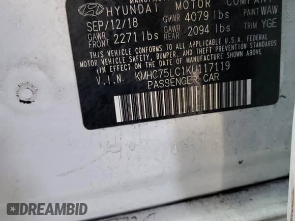 ✅ 2019 Hyundai Ioniq SEL • VIN: KMHC75LC1KU117119 • Лот: 79236324. Размещён на Copart с пробегом Не указан миль. Получите бесплатный доступ к архиву аукционных продаж из США и посмотрите подробный отчёт об истории автомобиля на DreamBid. Изображение 12.