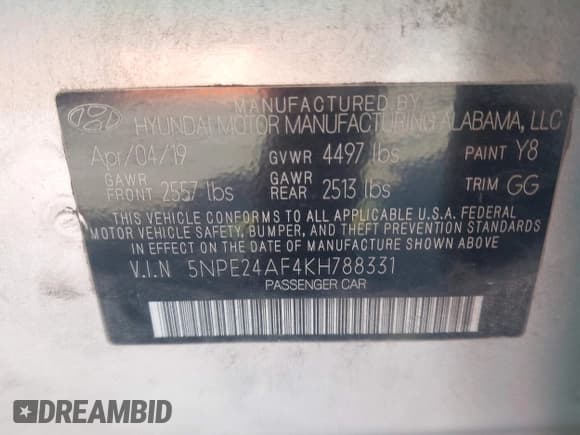 ✅ 2019 Hyundai Sonata SE • VIN: 5NPE24AF4KH788331 • Лот: 43473391. Опубликован ранее на IAAI с пробегом 110 630 миль. Бесплатный доступ к архиву аукционных продаж из США и подробный отчёт об истории автомобиля на DreamBid. Изображение 9.