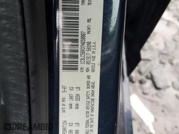 ✅ 2007 Chrysler Sebring Touring • VIN: 1C3LC56R37N658887 • Lot: 91837765. Listed on Copart with 73,630 mi. Free auction sales archive from the USA and detailed vehicle history report at DreamBid. Image 13.