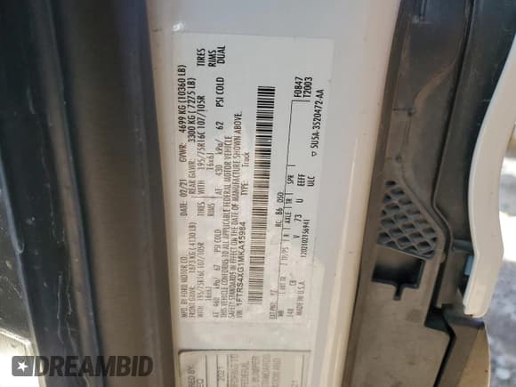 ✅ 2021 Ford Transit • VIN: 1FTRS4XG1MKA15984 • Лот: 41448555. Опубликован ранее на Copart с пробегом 59 264 миль. Бесплатный доступ к архиву аукционных продаж из США и подробный отчёт об истории автомобиля на DreamBid. Изображение 14.