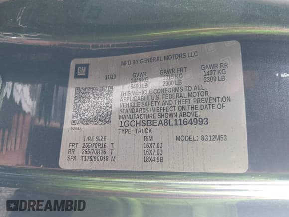 ✅ 2020 Chevrolet Colorado 2WD Work Truck • VIN: 1GCHSBEA8L1164993 • Лот: 42234913. Опубликован ранее на IAAI с пробегом 50 578 миль. Бесплатный доступ к архиву аукционных продаж из США и подробный отчёт об истории автомобиля на DreamBid. Изображение 9.