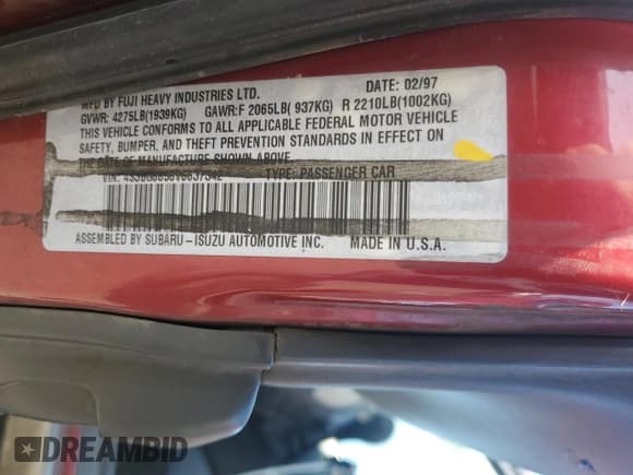 ✅ 1997 Subaru Legacy Outback • VIN: 4S3BG6856V6637342 • Лот: 66898695. Опубликован ранее на Copart с пробегом 219 164 миль. Бесплатный доступ к архиву аукционных продаж из США и подробный отчёт об истории автомобиля на DreamBid. Изображение 12.