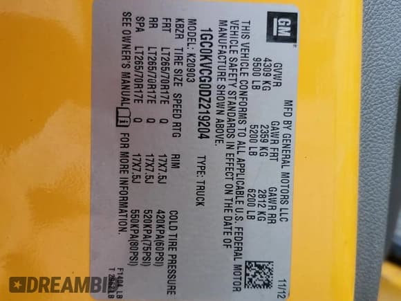 ✅ 2013 Chevrolet Silverado 2500HD Work Truck • VIN: 1GC0KVCG0DZ219204 • Lot: 57503915. Wystawiony na Copart z przebiegiem 67 733 mil. Bezpłatny archiwum sprzedaży aukcyjnych z USA i szczegółowy raport historii pojazdu na DreamBid. Zdjęcie 12.