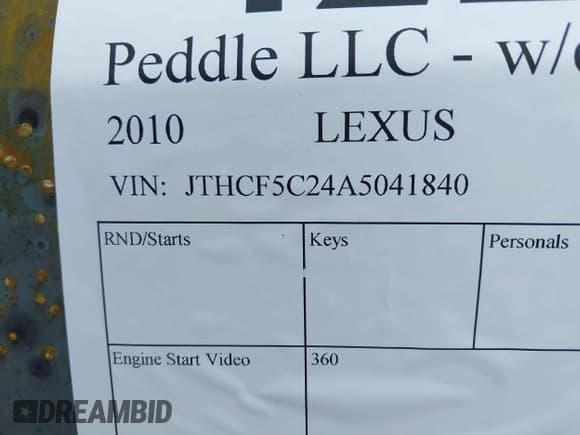 ✅ 2010 Lexus IS 250 • VIN: JTHCF5C24A5041840 • Lot: 42276272. Listed on IAAI with Not provided. Free auction sales archive from the USA and detailed vehicle history report at DreamBid. Image 9.