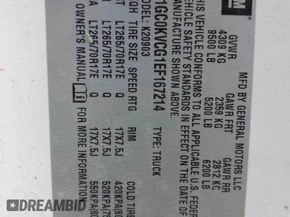 ✅ 2014 Chevrolet Silverado 2500HD Work Truck • VIN: 1GC0KVCG1EF167214 • Лот: 49301315. Опубликован ранее на Copart с пробегом 212 290 миль. Бесплатный доступ к архиву аукционных продаж из США и подробный отчёт об истории автомобиля на DreamBid. Изображение 12.