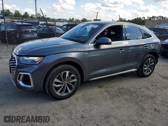 ✅ 2022 Audi Q5 Sportback S line Premium Plus • VIN: WA15AAFY6N2123989 • Lot: 81568405. Listed on Copart with 45,258 mi. Free auction sales archive from the USA and detailed vehicle history report at DreamBid. Image 1.