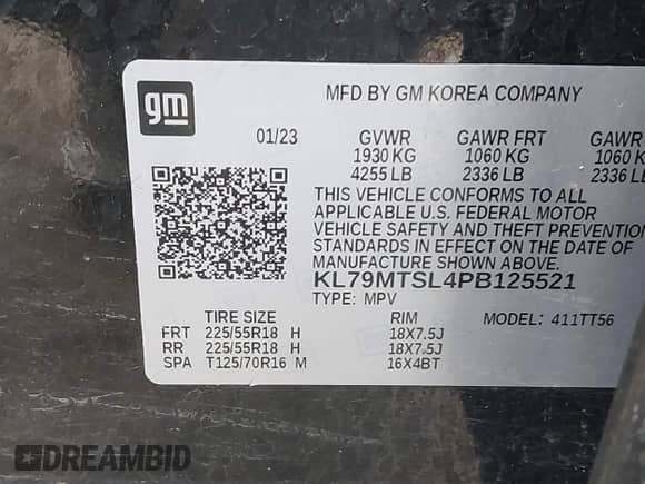 2023 Chevrolet TrailBlazer RS z VIN KL79MTSL4PB125521, wystawiony jako IAAI lot #42979358 z przebiegiem 80 834 mil mil oraz . Historia ofert i sprzedaży dostępna na DreamBid. Obrazek 9.