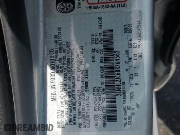 ✅ 2011 Lincoln MKZ • VIN: 3LNHL2JC6BR764562 • Лот: 70649225. Опубликован ранее на Copart с пробегом 48 885 миль. Бесплатный доступ к архиву аукционных продаж из США и подробный отчёт об истории автомобиля на DreamBid. Изображение 12.