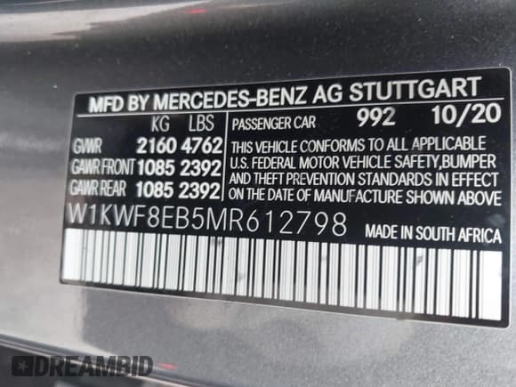 ✅ 2021 Mercedes-Benz C 300 • VIN: W1KWF8EB5MR612798 • Lot: 42992980. Wystawiony na IAAI z przebiegiem 17 243 mil. Bezpłatny archiwum sprzedaży aukcyjnych z USA i szczegółowy raport historii pojazdu na DreamBid. Zdjęcie 9.