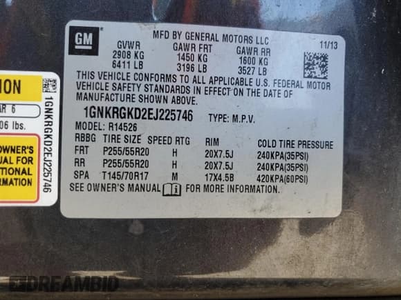 ✅ 2014 Chevrolet Traverse LT • VIN: 1GNKRGKD2EJ225746 • Lot: 82634025. Wystawiony na Copart z przebiegiem 244 980 mil. Bezpłatny archiwum sprzedaży aukcyjnych z USA i szczegółowy raport historii pojazdu na DreamBid. Zdjęcie 13.