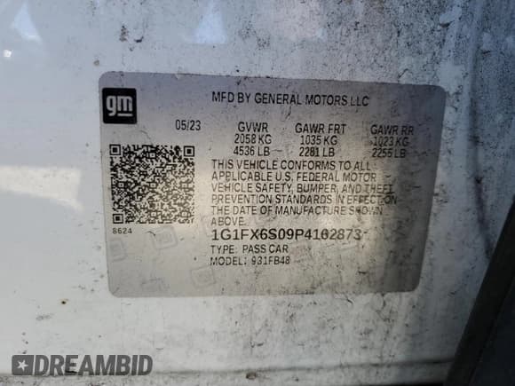 ✅ 2023 Chevrolet Bolt EV 2LT • VIN: 1G1FX6S09P4162873 • Lot: 48738315. Wystawiony na Copart z przebiegiem 41 166 mil. Bezpłatny archiwum sprzedaży aukcyjnych z USA i szczegółowy raport historii pojazdu na DreamBid. Zdjęcie 12.