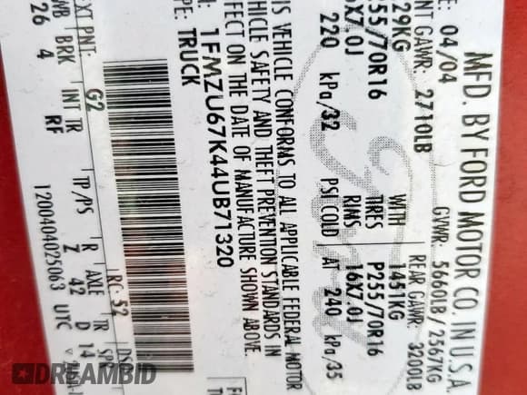 ✅ 2004 Ford Explorer Sport Trac XLS • VIN: 1FMZU67K44UB71320 • Lot: 69170325. Wystawiony na Copart z przebiegiem 129 676 mil. Bezpłatny archiwum sprzedaży aukcyjnych z USA i szczegółowy raport historii pojazdu na DreamBid. Zdjęcie 12.