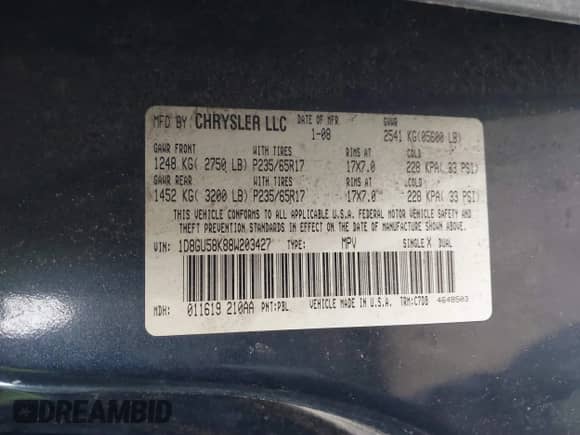 2008 Dodge Nitro SLT с VIN 1D8GU58K88W203427, выставлен на аукционе IAAI как лот 41695414 с пробегом 172 029 миль миль и . История ставок и продаж доступна на DreamBid. Изображение 9.