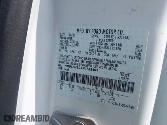 ✅ 2023 Ford Transit Connect XL • VIN: NM0LS7S2XP1549401 • Lot: 42489875. Listed on IAAI with 173,657 mi. Free auction sales archive from the USA and detailed vehicle history report at DreamBid. Image 9.