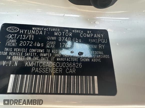 ✅ 2012 Hyundai Veloster w/Gray Int • VIN: KMHTC6AD6CU036826 • Lot: 48781135. Wystawiony na Copart z przebiegiem 169 498 mil. Bezpłatny archiwum sprzedaży aukcyjnych z USA i szczegółowy raport historii pojazdu na DreamBid. Zdjęcie 10.